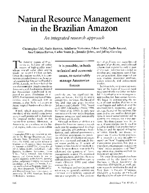 (PDF) Natural Resource Management in the Brazilian Amazon