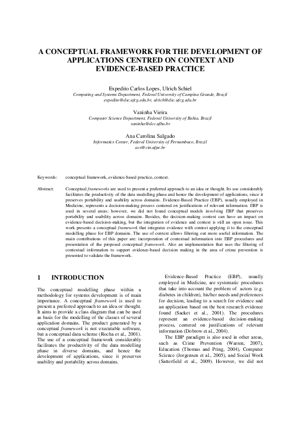 (PDF) A Conceptual Framework for the Development of Applications ...