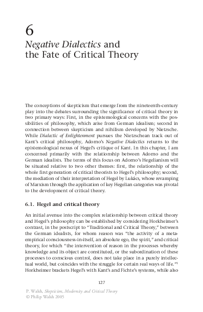 (PDF) Negative Dialectics and the Fate of Critical Theory