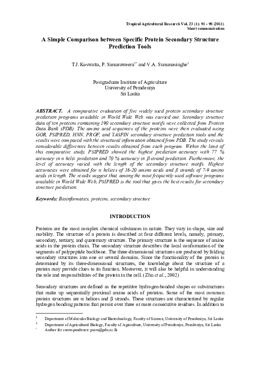 Secondary Structure Prediction Tools