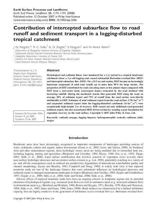 (PDF) Contribution of intercepted subsurface flow to road runoff and ...