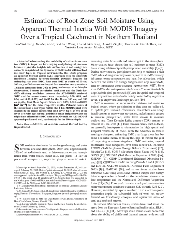 (PDF) Estimation of Root Zone Soil Moisture Using Apparent Thermal ...