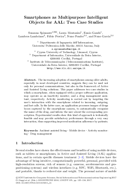 (PDF) Smartphones as Multipurpose Intelligent Objects for AAL: Two Case ...
