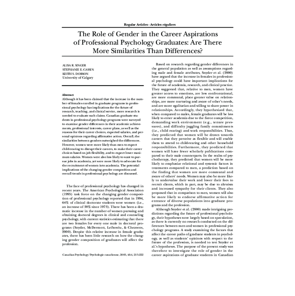 (PDF) The Role of Gender in the Career Aspirations of Professional ...