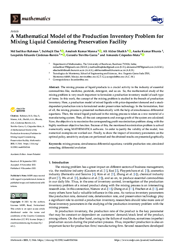 (PDF) A Mathematical Model of the Production Inventory Problem for ...
