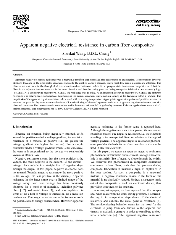 (PDF) Apparent negative electrical resistance in carbon fiber