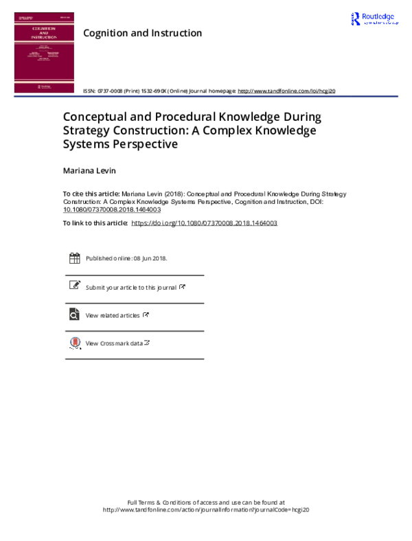 (PDF) Conceptual and Procedural Knowledge During Strategy Construction ...