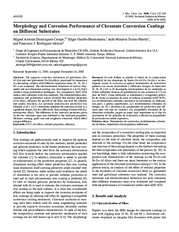 (PDF) Morphology and Corrosion Performance of Chromate Conversion ...