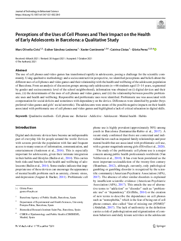 (PDF) Perceptions of the Uses of Cell Phones and Their Impact on the ...