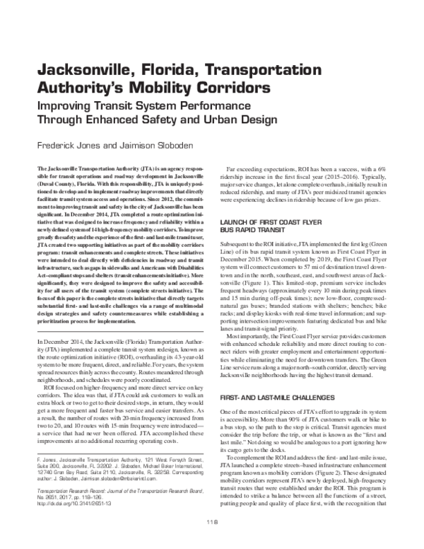 (PDF) Jacksonville, Florida, Transportation Authority’s Mobility Corridors Improving Transit
