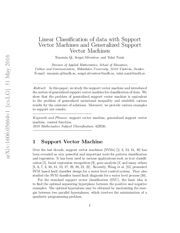 (PDF) Data classification with support vector machine and generalized ...