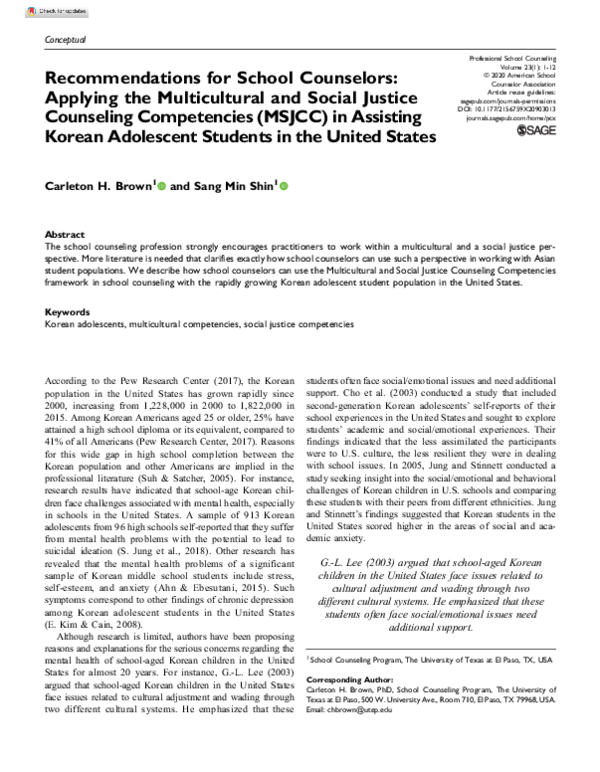 (PDF) Recommendations for School Counselors: Applying the Multicultural ...