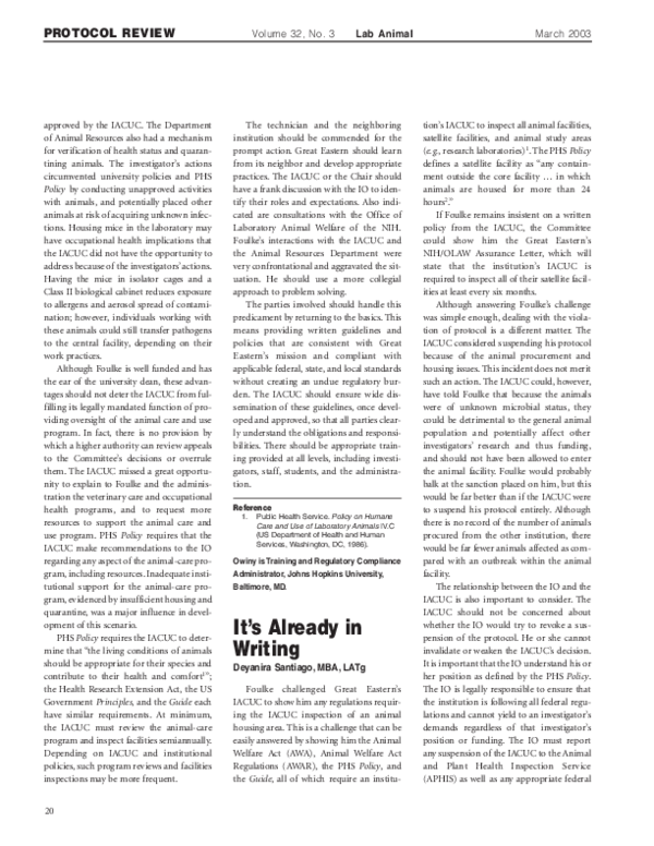 (PDF) Response to Protocol Review Scenario: It's Already in Writing
