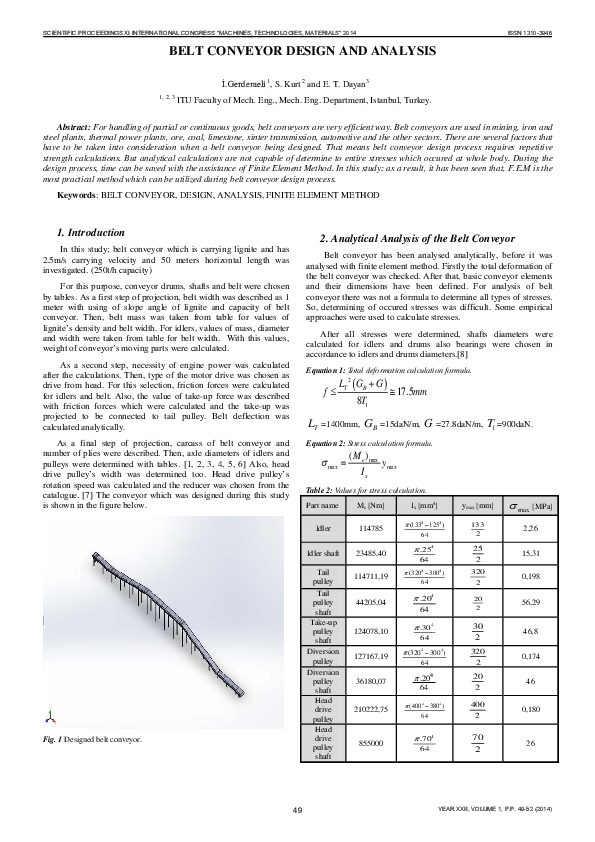 (PDF) Belt Conveyor Design and Analysis Serpil Kurt Academia.edu