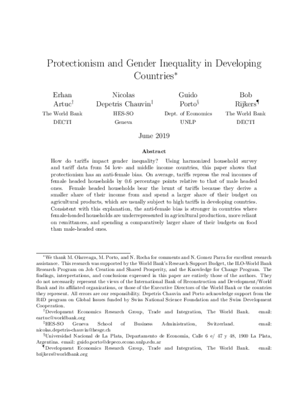 (PDF) Protectionism and Gender Inequality in Developing Countries