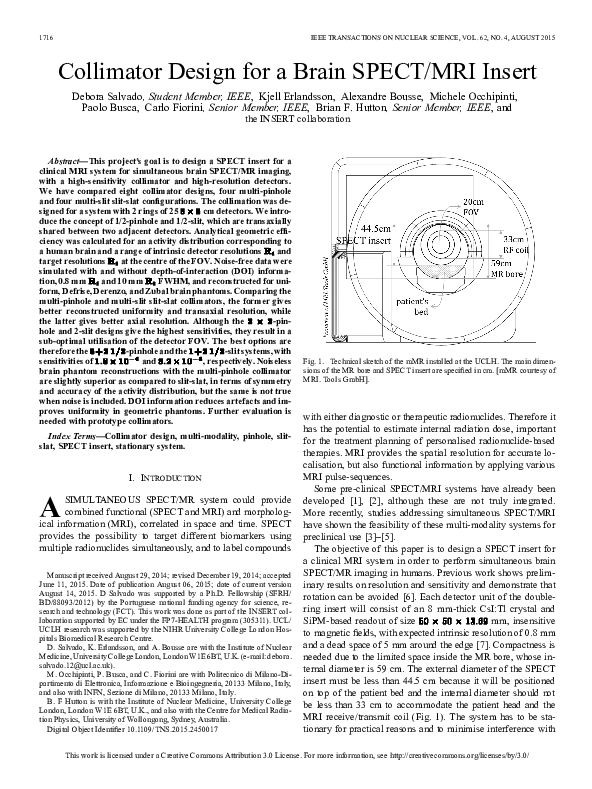 (PDF) Collimator Design for a Brain SPECT/MRI Insert