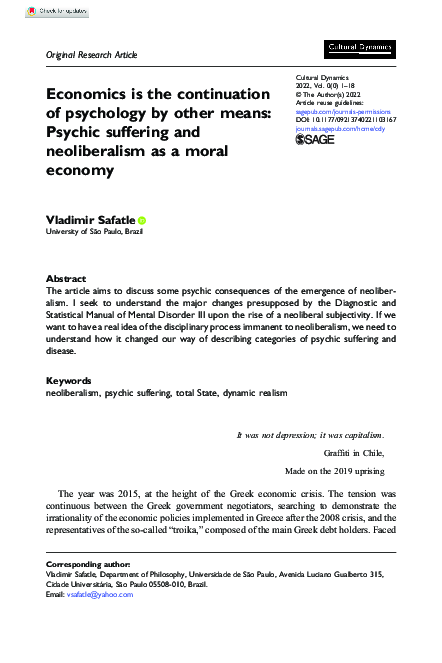 (PDF) Economics is the continuation of psychology by other means ...