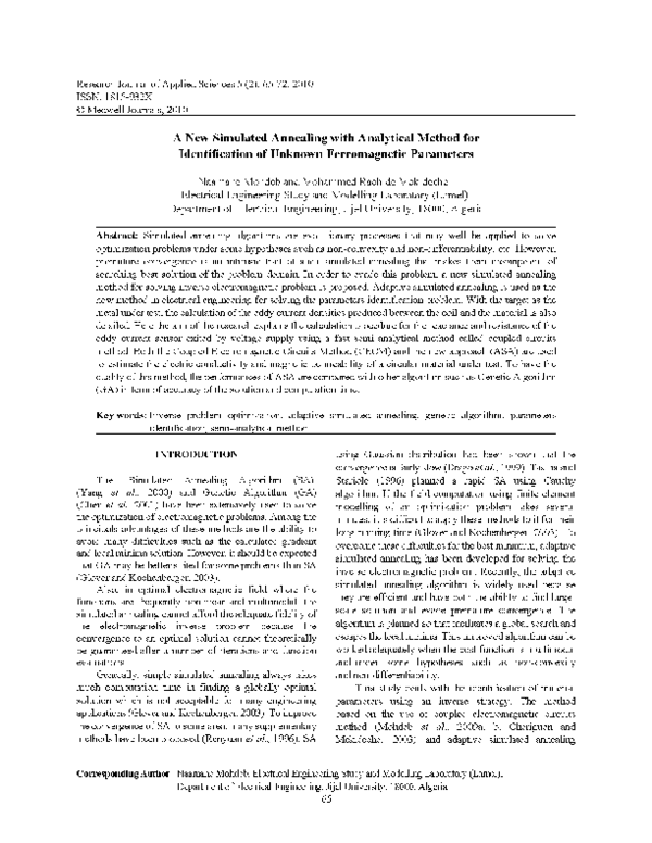 (PDF) A New Simulated Annealing with Analytical Method for ...