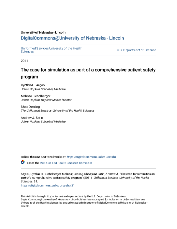 (PDF) The case for simulation as part of a comprehensive patient safety ...