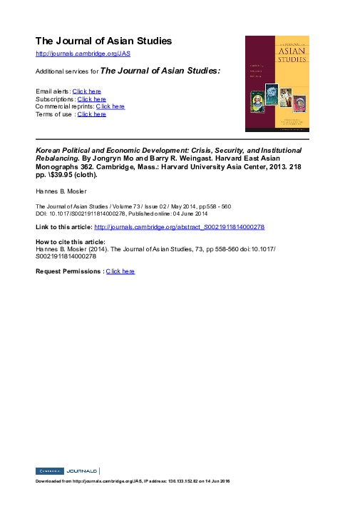(PDF) Korean Political and Economic Development: Crisis, Security, and ...