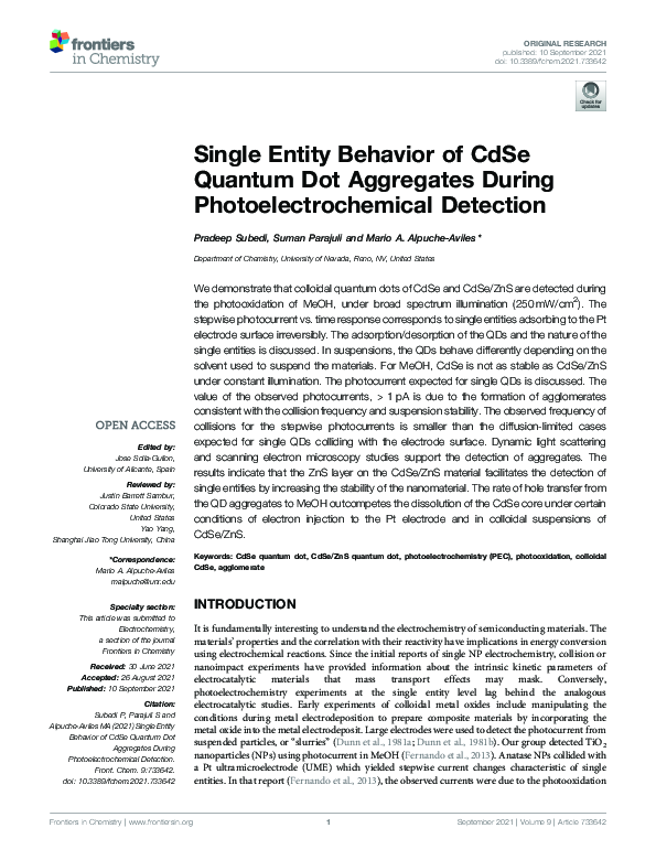 (PDF) Single Entity Behavior of CdSe Quantum Dot Aggregates During ...
