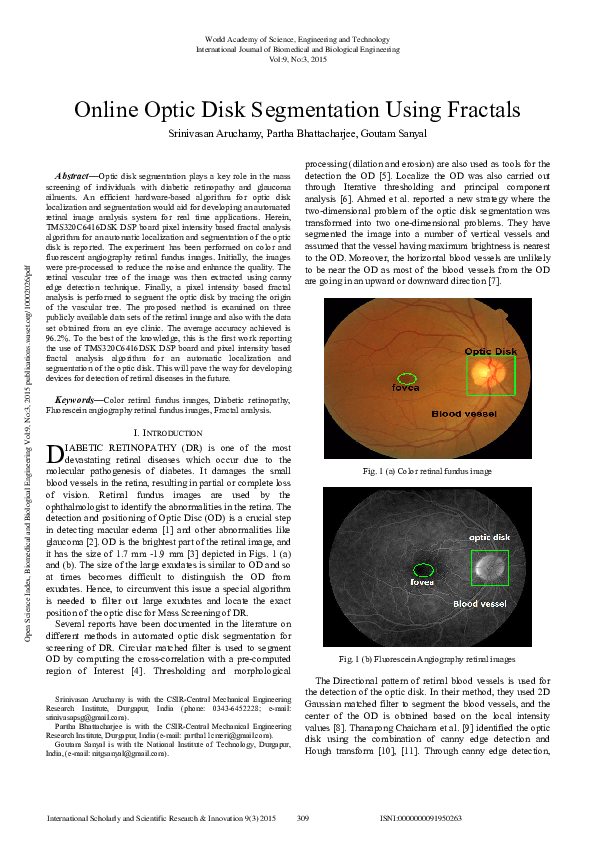 (PDF) Online Optic Disk Segmentation Using Fractals