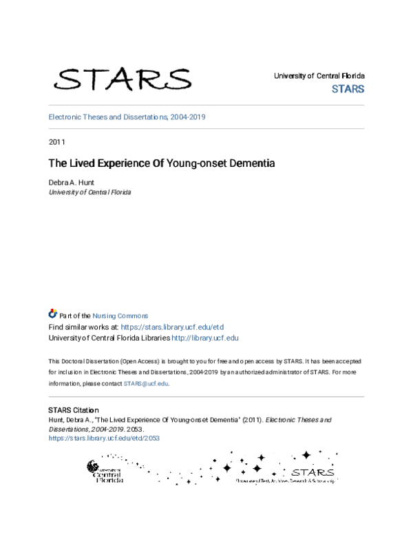 (PDF) The Lived Experience Of Young-onset Dementia