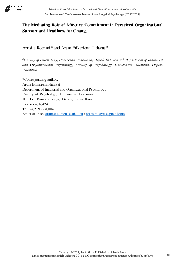 (PDF) The Mediating Role of Affective Commitment in Perceived ...