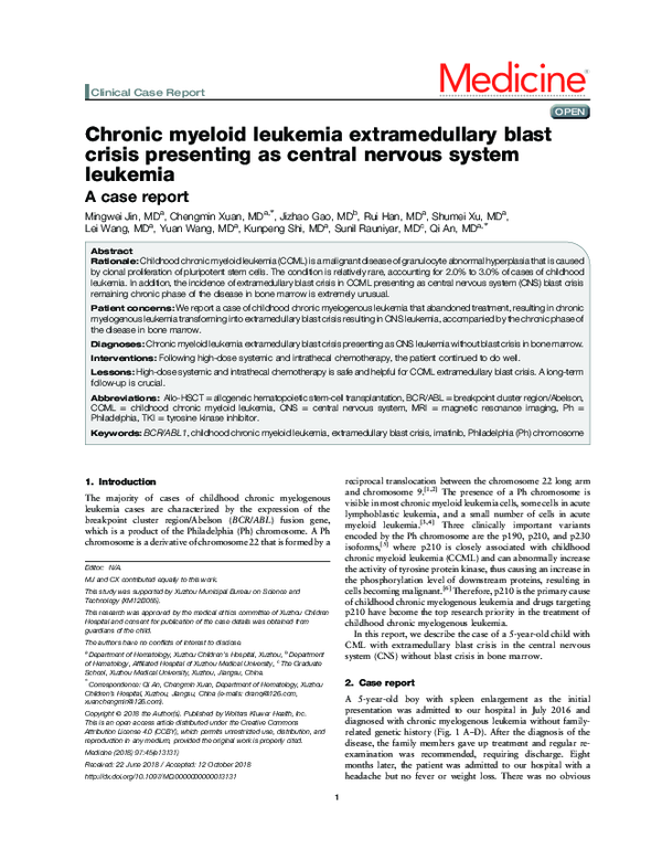 (PDF) Chronic myeloid leukemia extramedullary blast crisis presenting ...