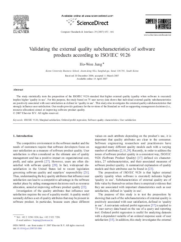 (PDF) Validating the external quality subcharacteristics of software ...