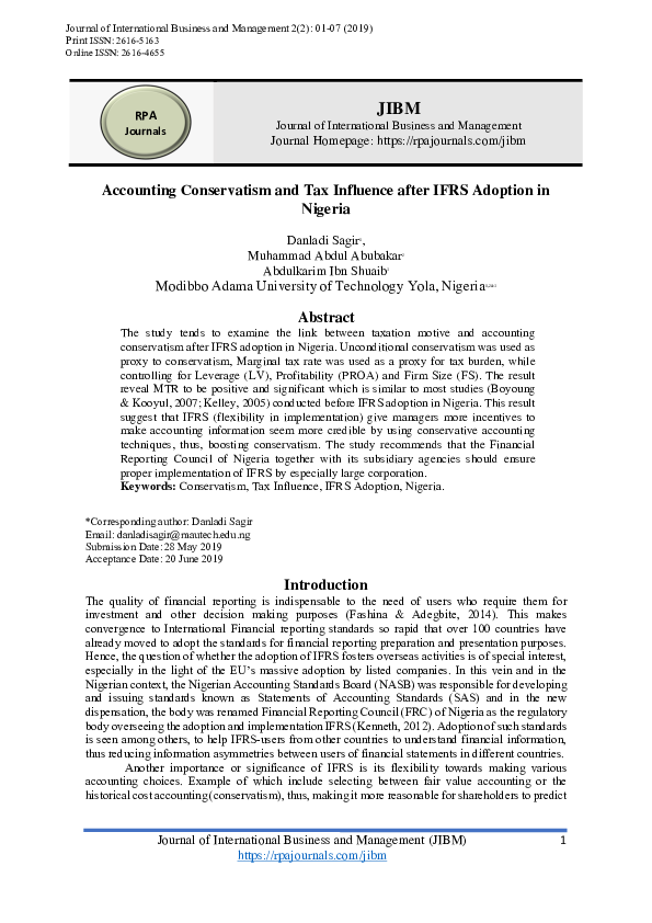 (PDF) Accounting Conservatism and Tax Influence after IFRS Adoption in ...