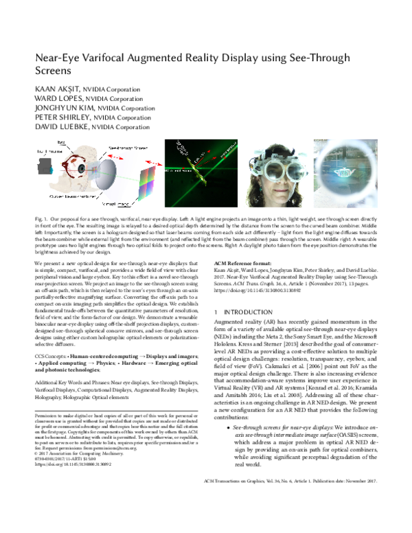 (PDF) Near-eye varifocal augmented reality display using see-through ...