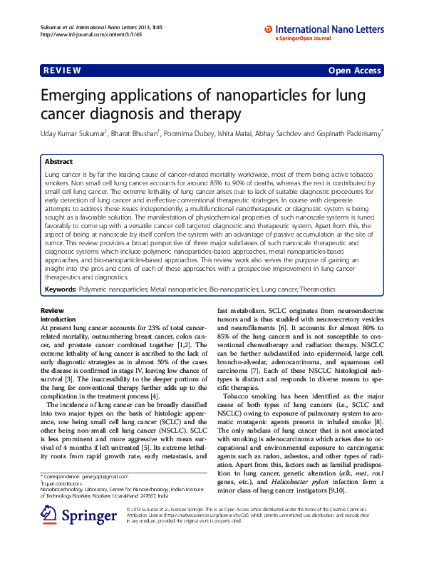 (PDF) Emerging applications of nanoparticles for lung cancer diagnosis ...