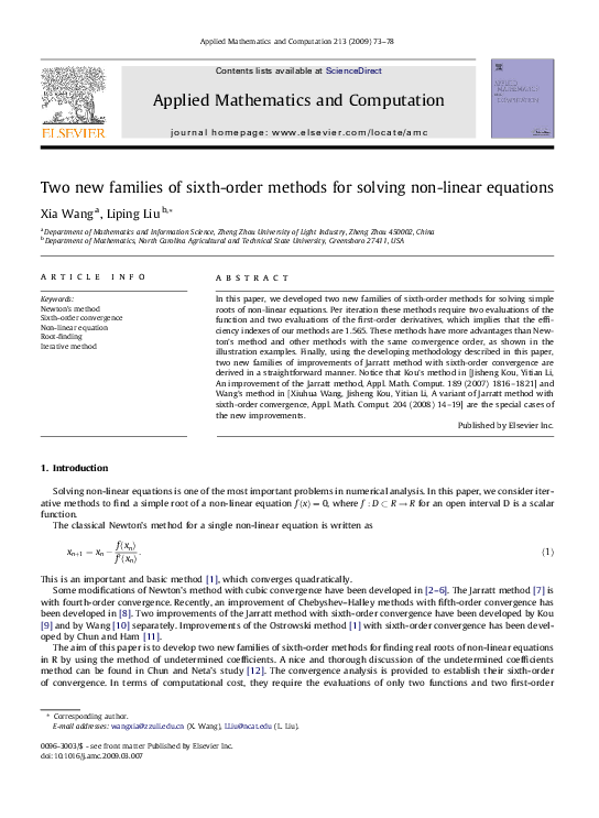 (PDF) Two new families of sixth-order methods for solving non-linear ...