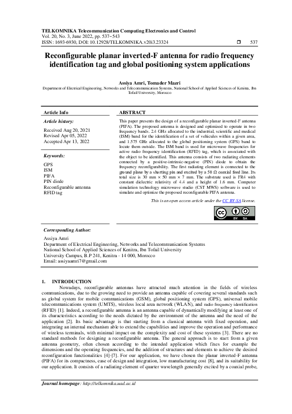 (PDF) Reconfigurable planar inverted-F antenna for radio frequency ...
