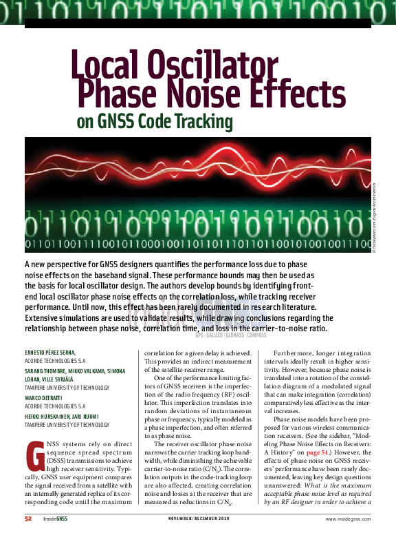 (PDF) Local oscillator phase noise effects on GNSS code tracking