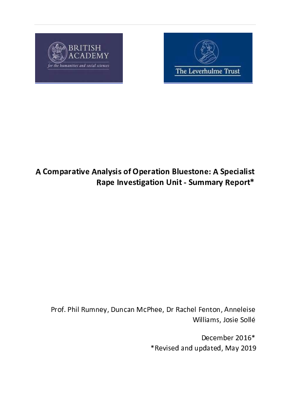 (PDF) A Comparative Analysis of Operation Bluestone A Specialist Rape Investigation Unit