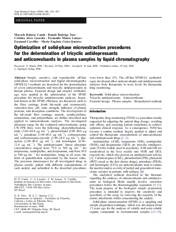 (PDF) Optimization of solid-phase microextraction procedures for the ...