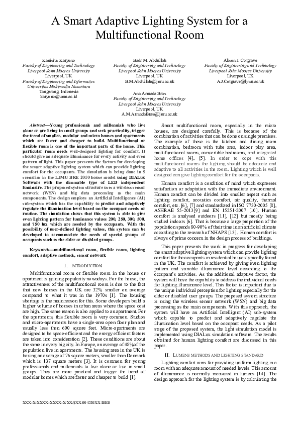 (PDF) A Smart Adaptive Lighting System for a Multifunctional Room