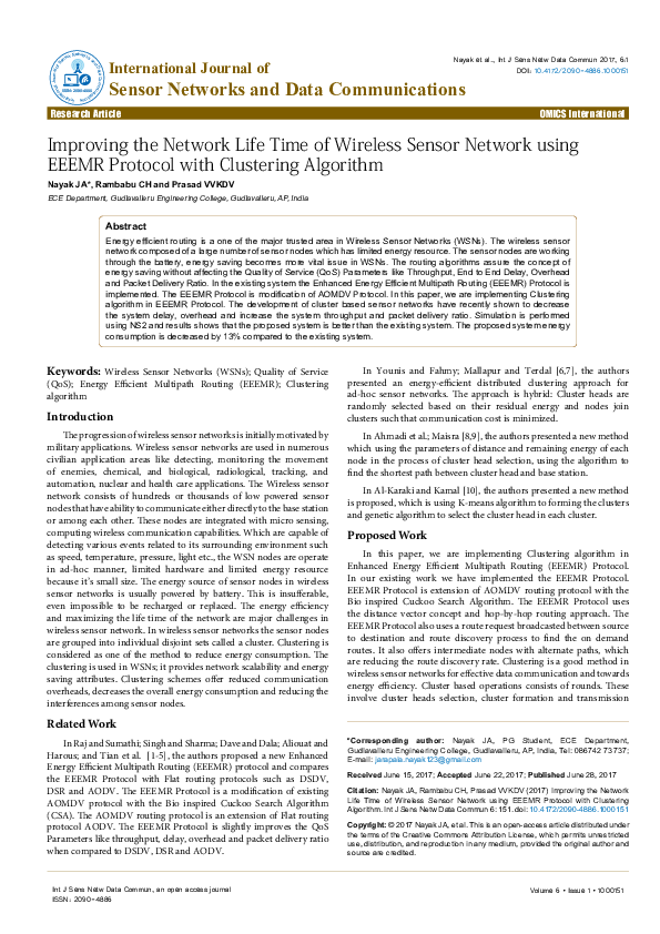 (PDF) Improving the network lifetime of a wireless sensor network using ...