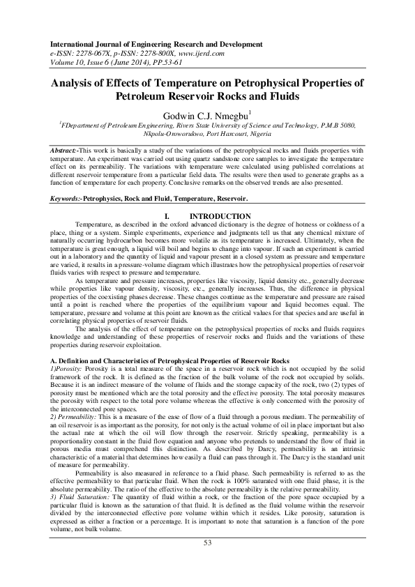 (PDF) Analysis of Effects of Temperature on Petrophysical Properties of ...