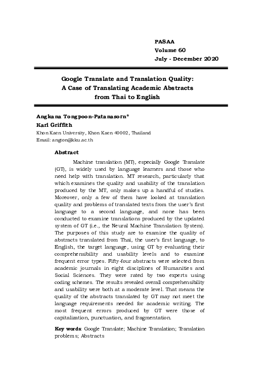 (PDF) Google Translate and Translation Quality: A Case of Translating ...