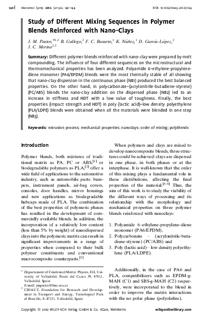 (PDF) Study of Different Mixing Sequences in Polymer Blends Reinforced ...