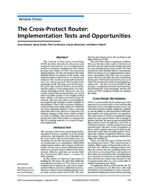 (PDF) The cross-protect router: implementation tests and opportunities