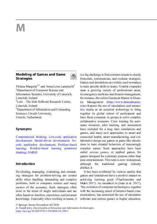 (PDF) Modeling of Games and Game Strategies