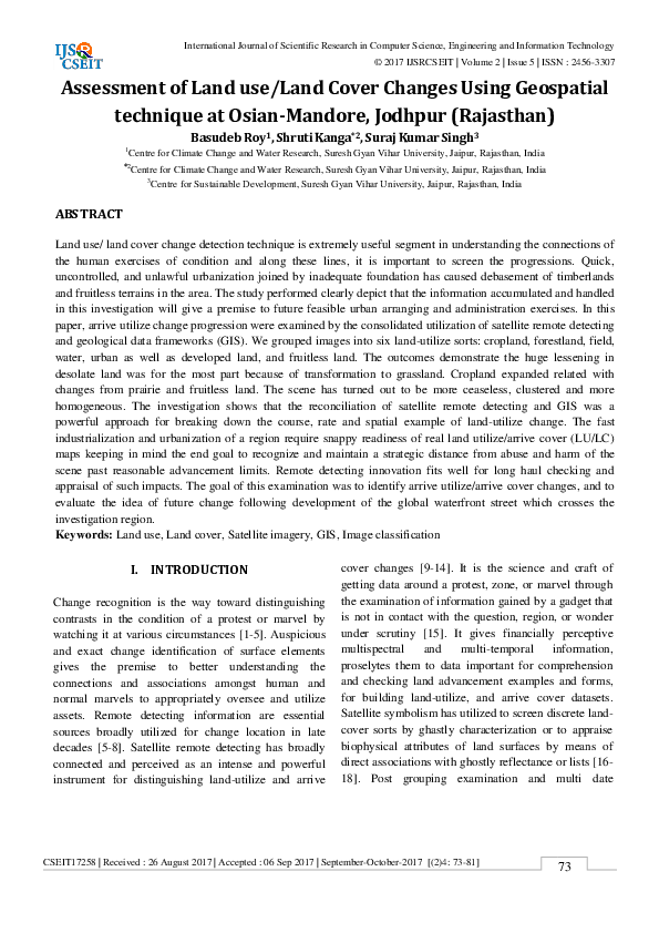 (PDF) Assessment of Land use/Land Cover Changes Using Geospatial ...