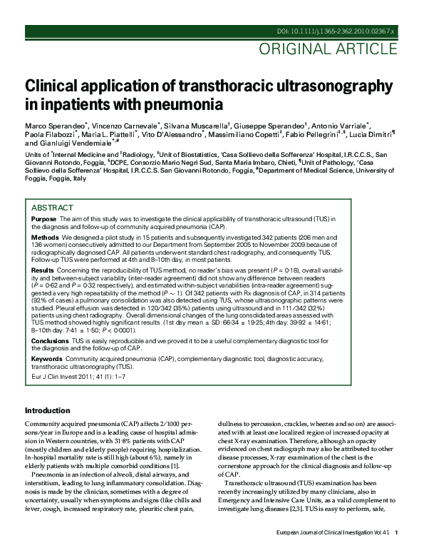(PDF) Clinical application of transthoracic ultrasonography in ...