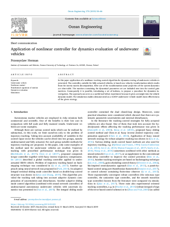 (PDF) Application of nonlinear controller for dynamics evaluation of ...