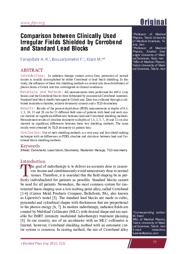 (PDF) Comparison between Clinically Used Irregular Fields Shielded by ...