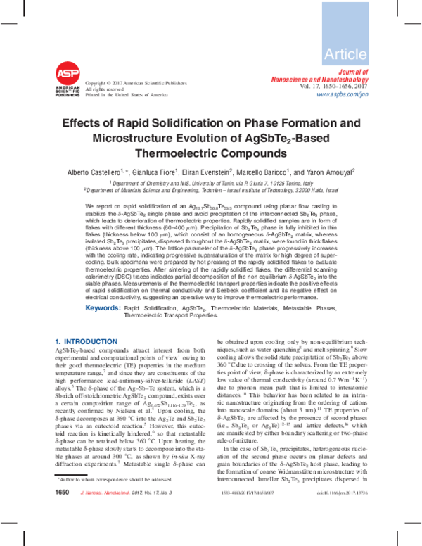 (PDF) Effects of Rapid Solidification on Phase Formation and ...